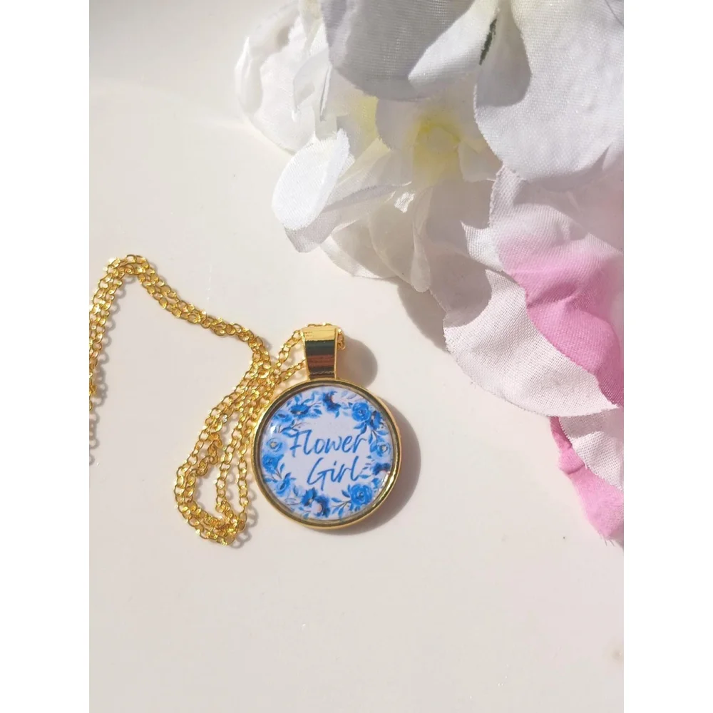 Flower Girl Necklace: Wedding Keepsake, Something Blue Gift